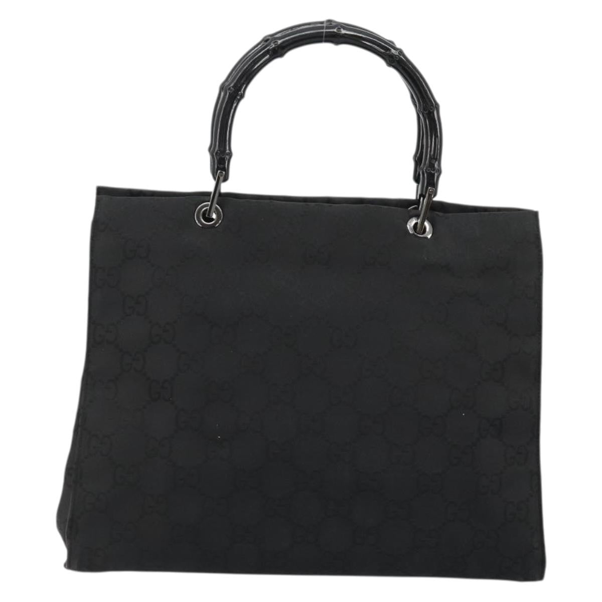 Gucci Vintage Bamboo Handle Tote Gg Canvas Black Canvas Tote Bag Bag (Pre-Owned)