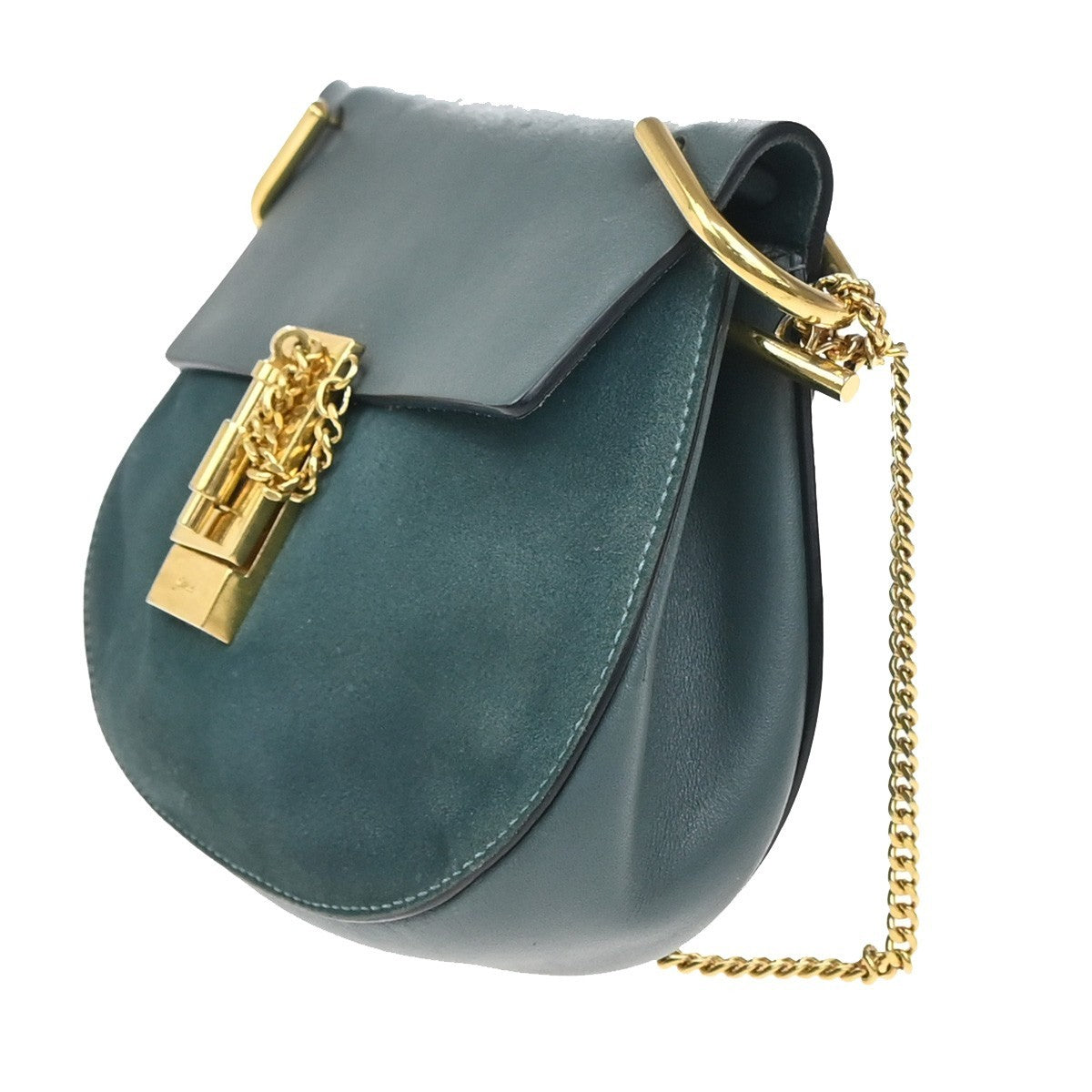 Chloe Drew Leather And Suede Blue Suede Shoulder Bag Bag (Pre-Owned)