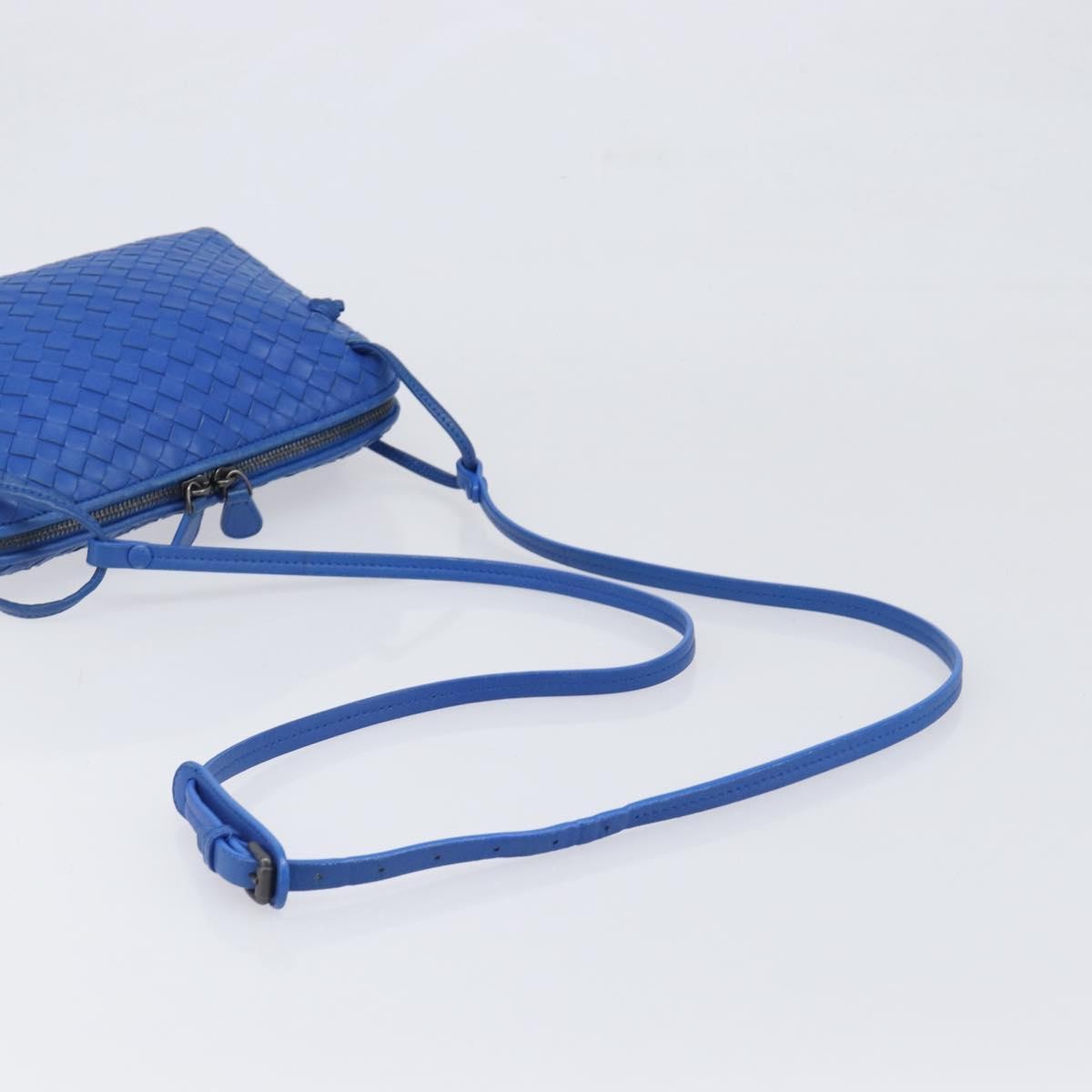 Bottega Veneta Nodini Intrecciato Nappa Blue Leather Shoulder Bag Bag (Pre-Owned)