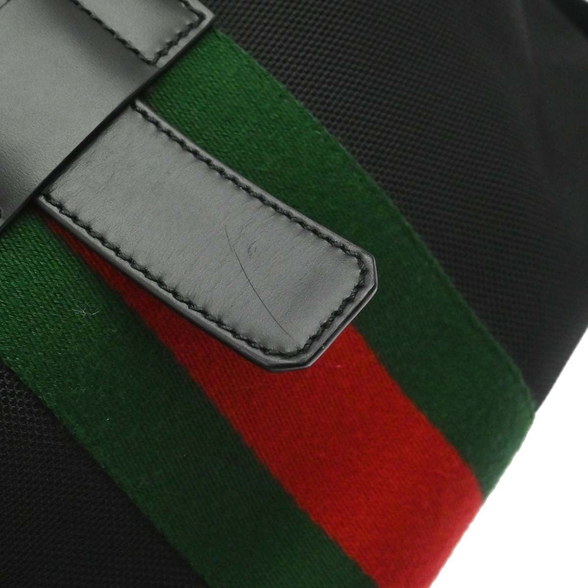Gucci Web Fold Over Techno Canvas Black Cloth Backpack Bag (Pre-Owned)