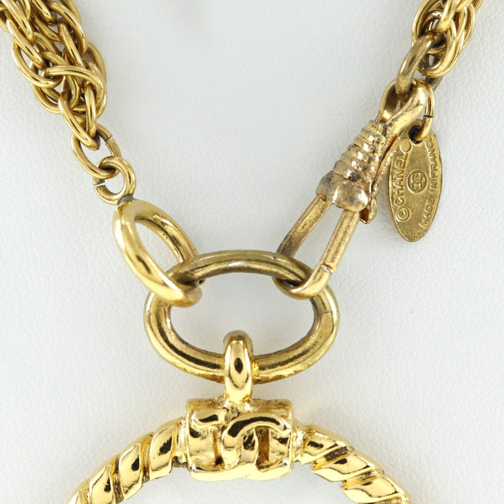 Chanel Vintage Double Cc Pendant Metal Gold Gold_Plated Jewelry (Pre-Owned)