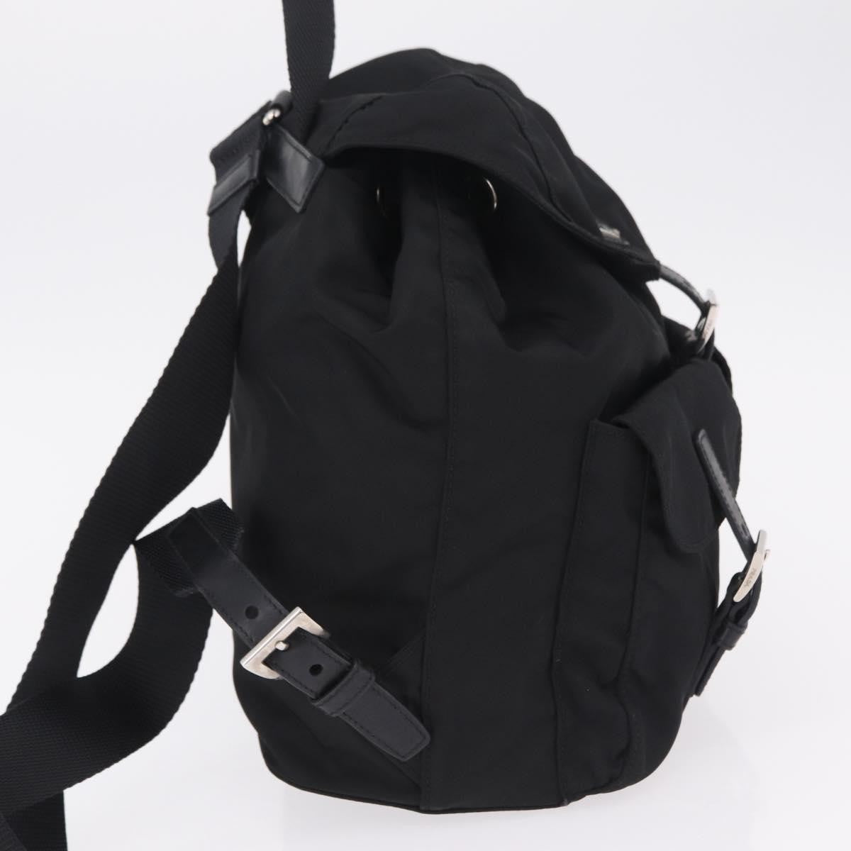 Prada Double Pocket Backpack Chain Re-Nylon Black Nylon Shoulder Bag Bag (Pre-Owned)