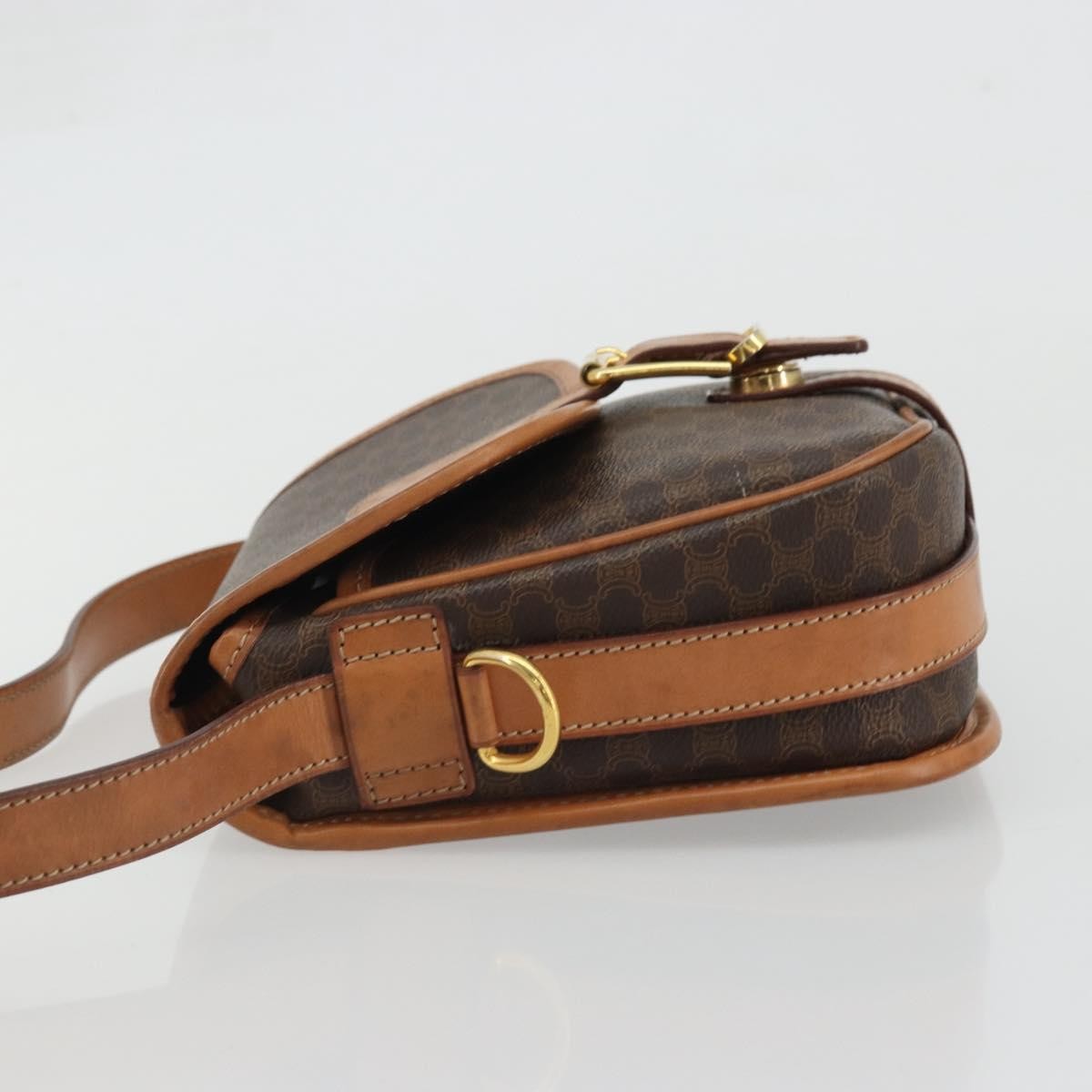 Celine Vintage Macadam Canvas And Leather Brown Canvas Shoulder Bag Bag (Pre-Owned)