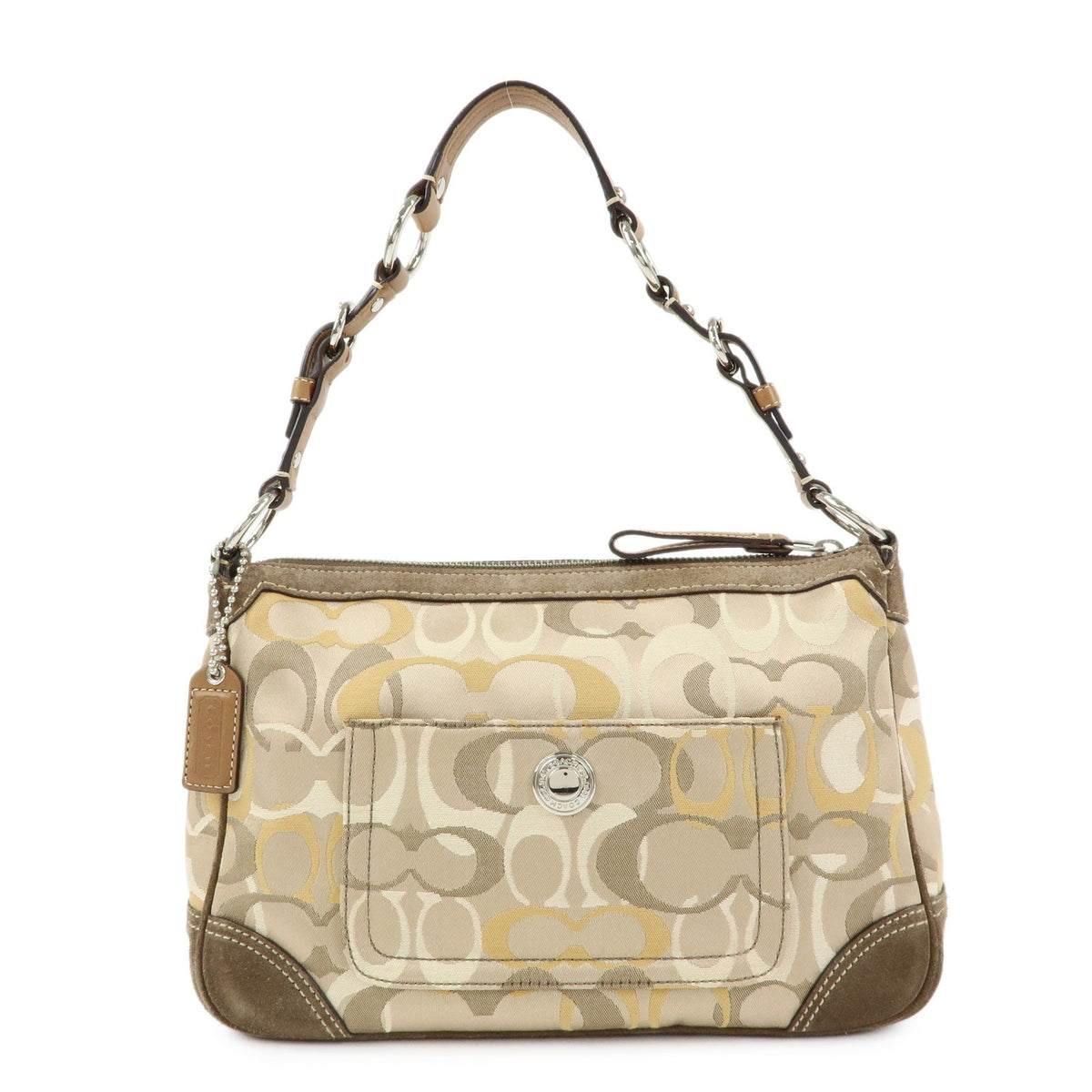 Coach Shoulder Canvas Beige Canvas Handbag (Pre-Owned)