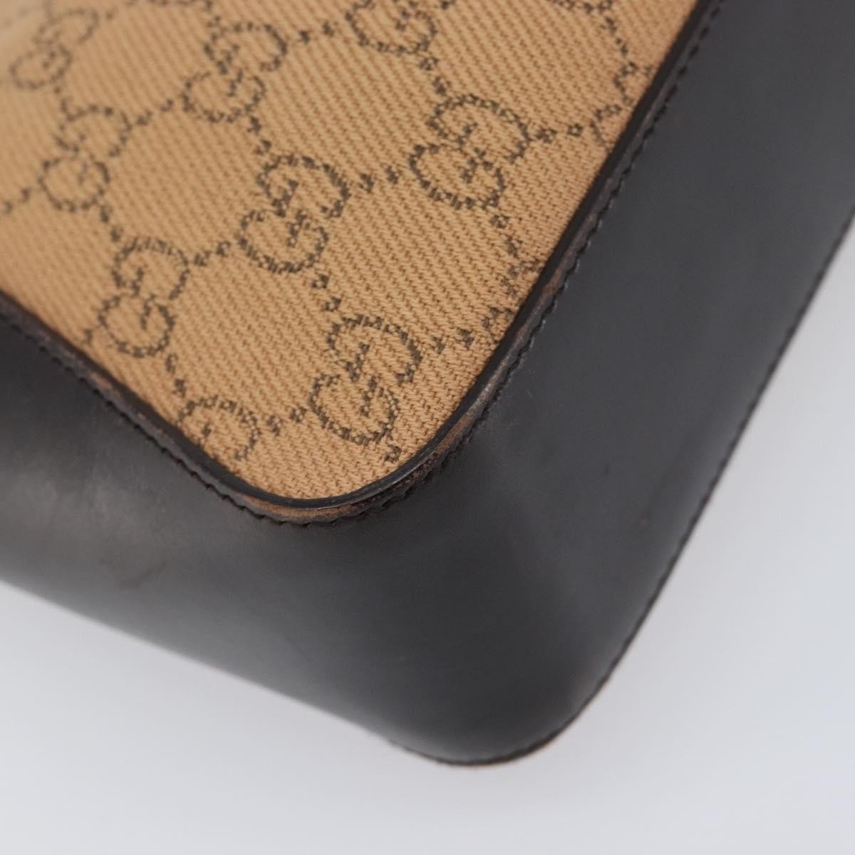 Gucci Open Tote Gg Canvas And Leather Beige Canvas Handbag (Pre-Owned)