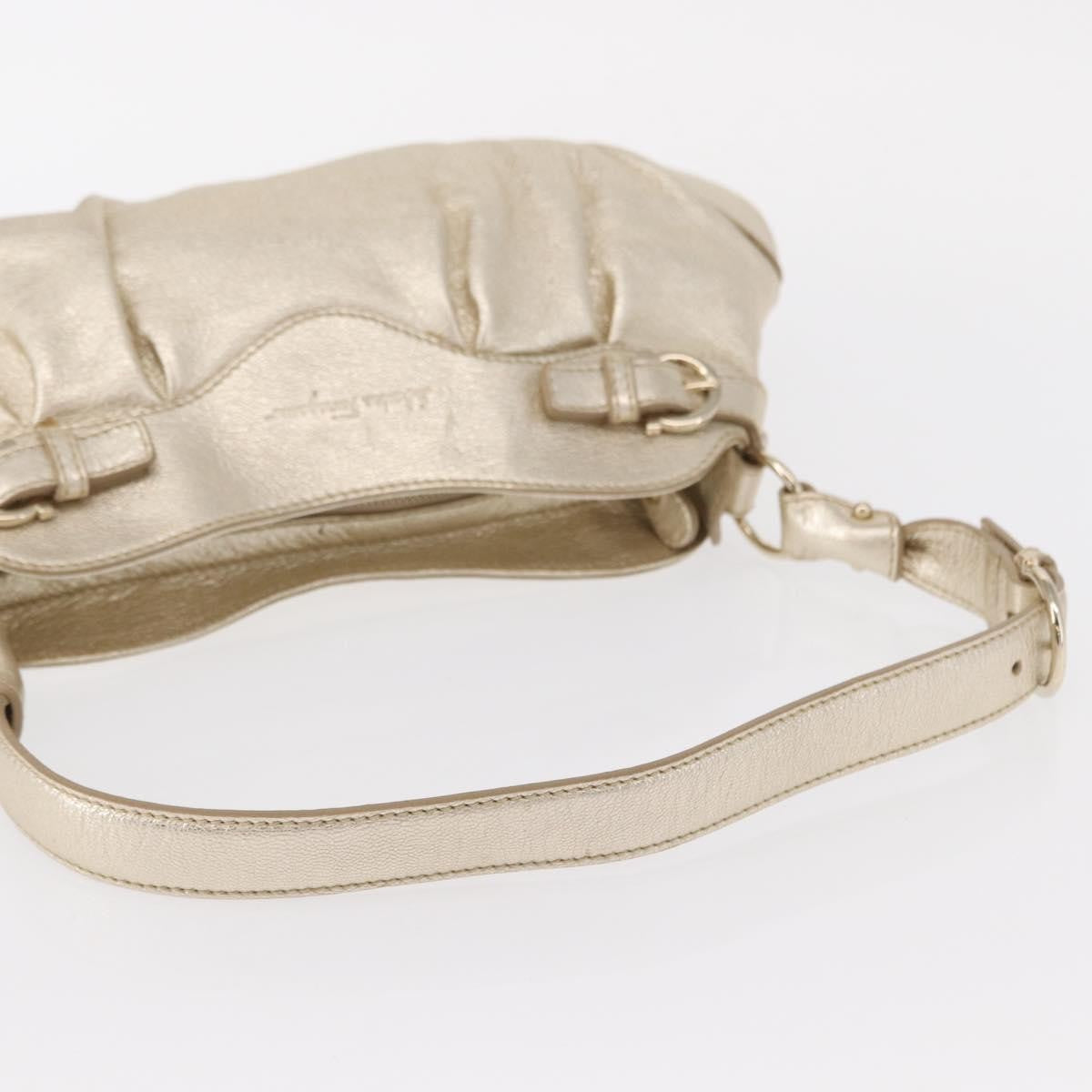 Salvatore Ferragamo Gancini Leather Gold Leather Shoulder Bag Bag (Pre-Owned)