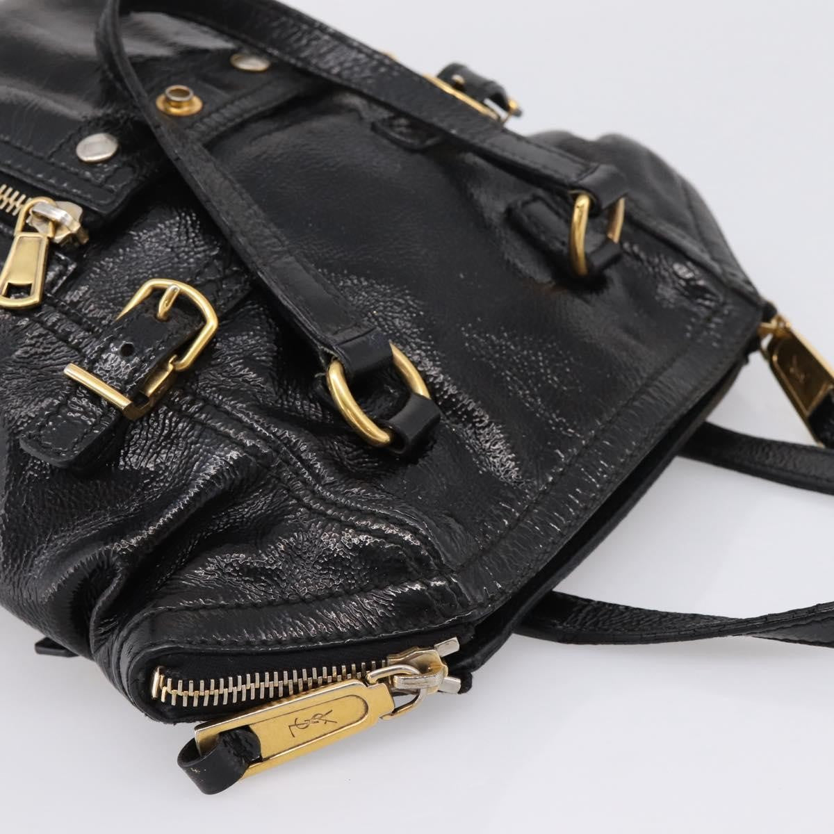 Saint Laurent Downtown Patent Black Patent_Leather Tote Bag Bag (Pre-Owned)