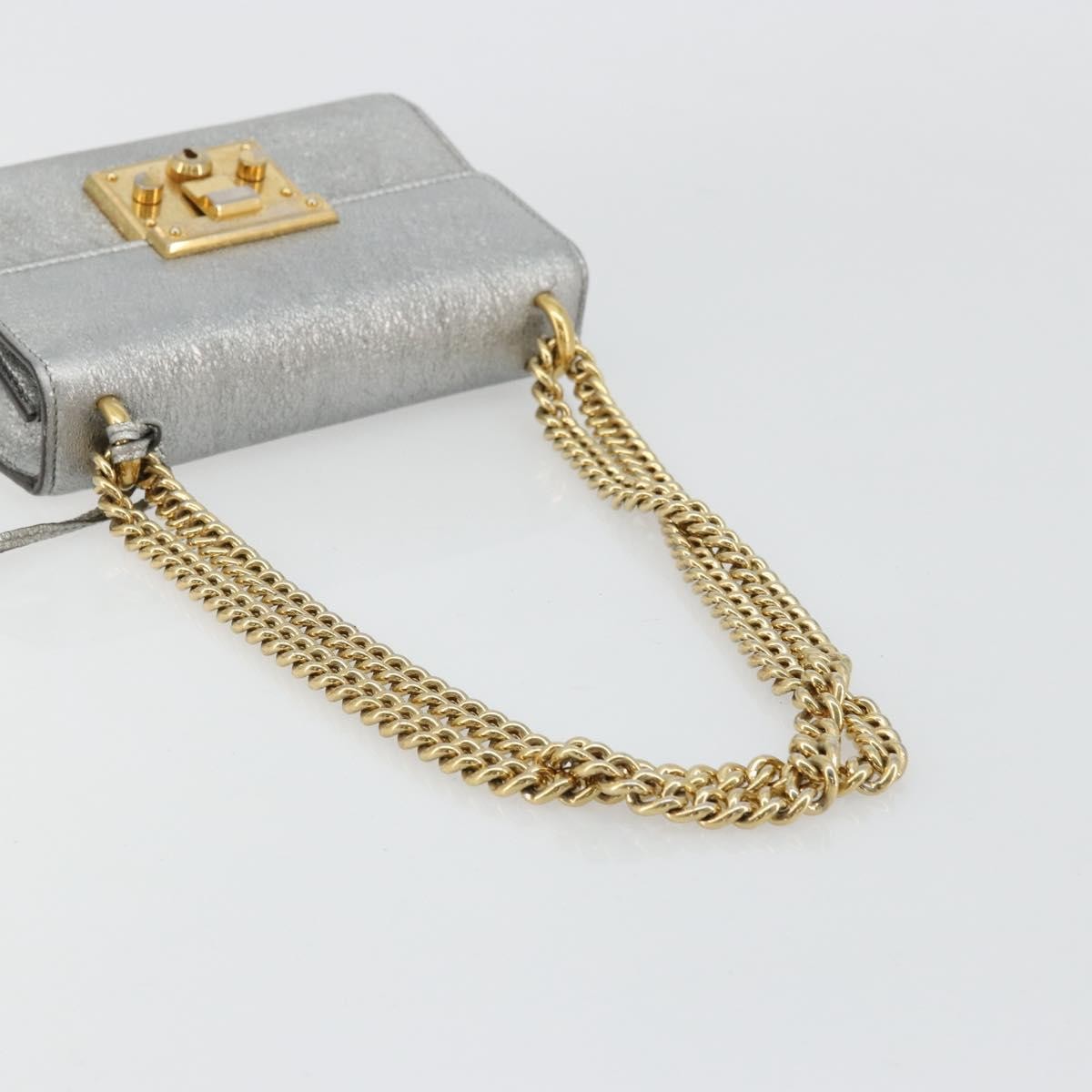 Gucci Padlock Shoulder Bag Nm Gg Coated Canvas And Leather Silver Leather Shoulder Bag Bag (Pre-Owned)