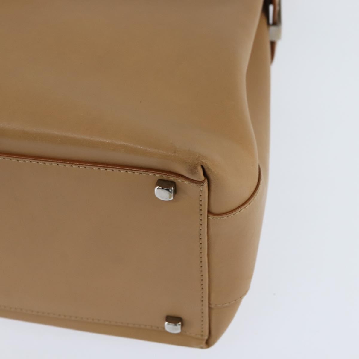 Salvatore Ferragamo Gancini Tote Leather Beige Leather Tote Bag Bag (Pre-Owned)