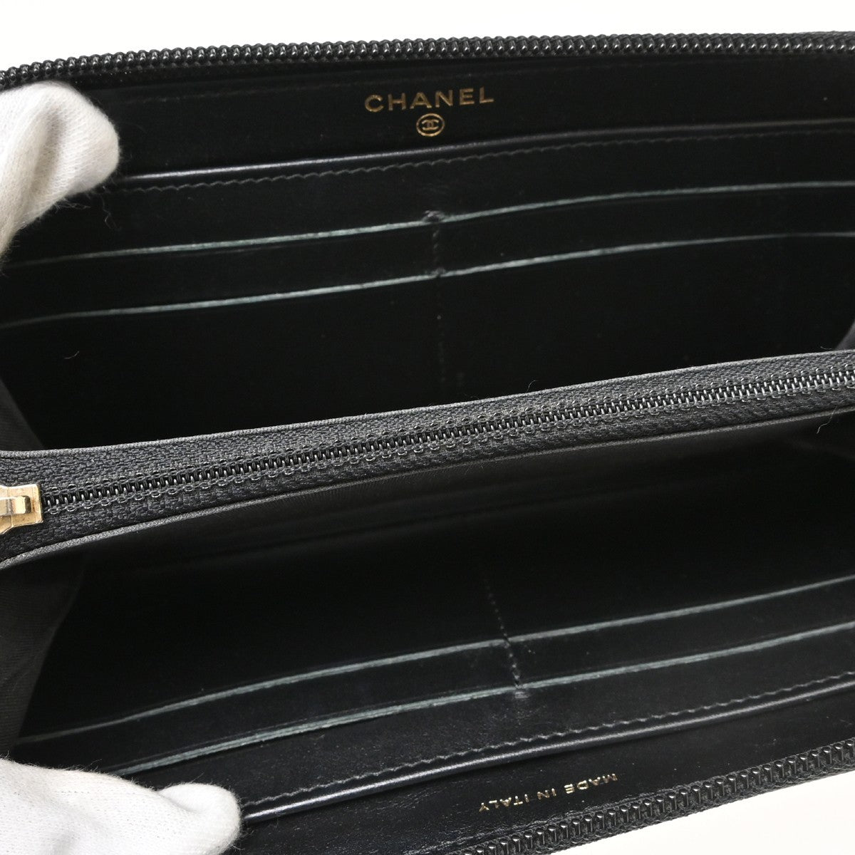 Chanel Portefeuille Long Cc Logo Caviar Skin Black Leather Wallets Accessory (Pre-Owned)