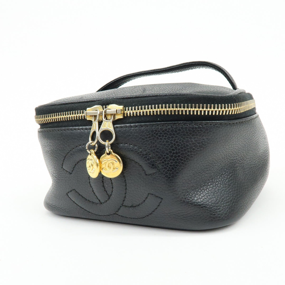 Chanel Vintage Timeless Cosmetic Case Caviar Black Leather Clutche & Pouche Bag (Pre-Owned)