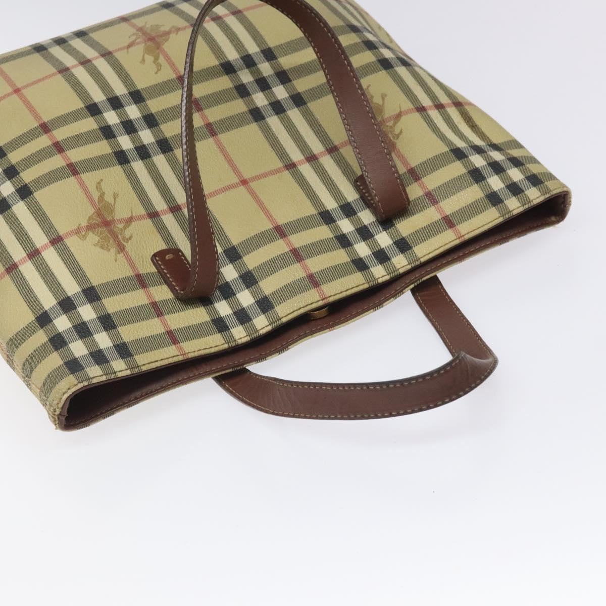 Burberry Top Handle Tote Haymarket Coated Canvas Beige Canvas Tote Bag Bag (Pre-Owned)