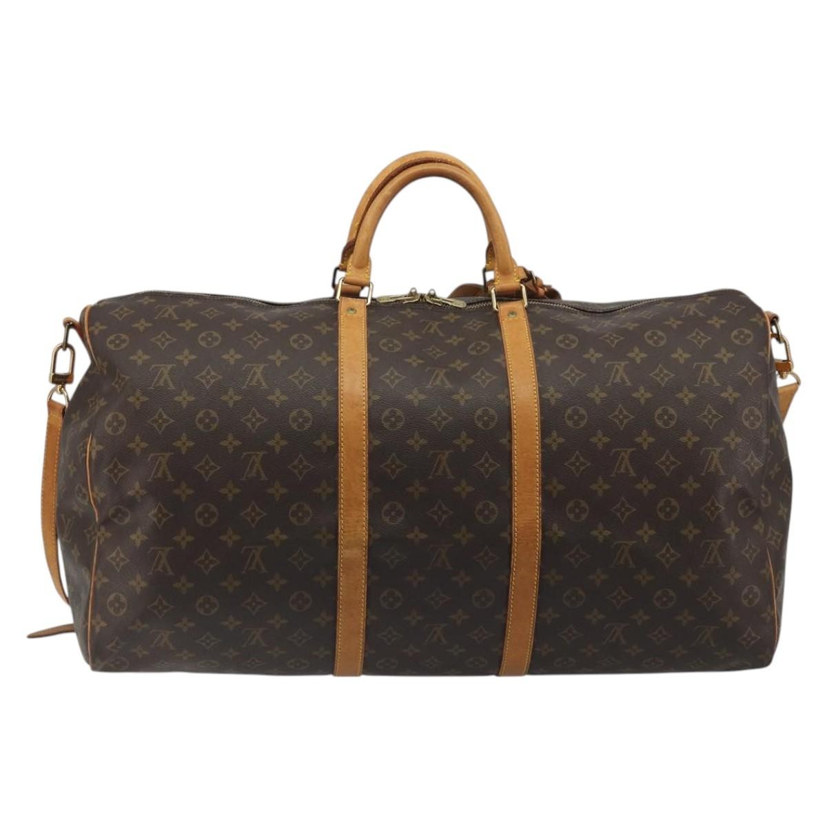 Louis Vuitton Keepall Bandoulière Monogram Brown Canvas Travel Bag Bag (Pre-Owned)
