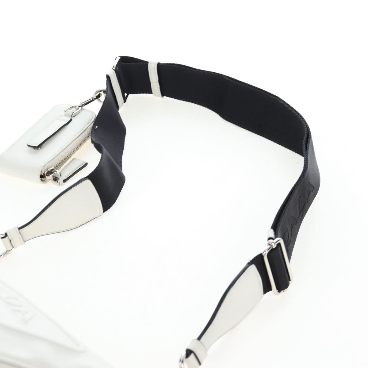 Prada Triangle Logo Wristlet Embossed Leather White Leather Clutche & Pouche Bag (Pre-Owned)