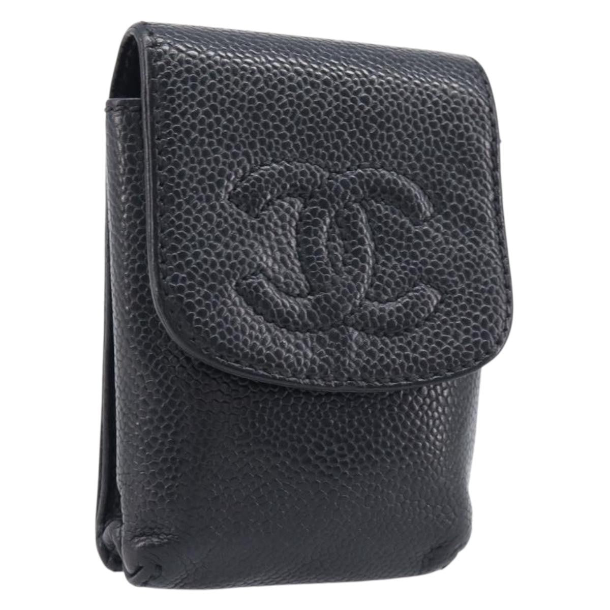 Chanel Cigarette Case Caviar Black Leather Clutche & Pouche Bag (Pre-Owned)