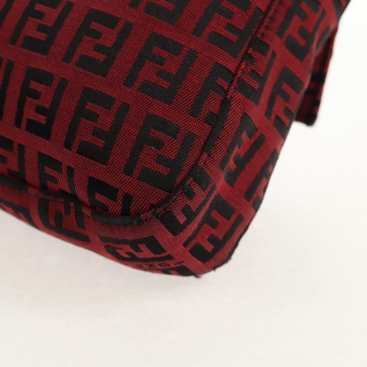 Fendi Baguette Zucchino Canvas Red Canvas Handbag (Pre-Owned)