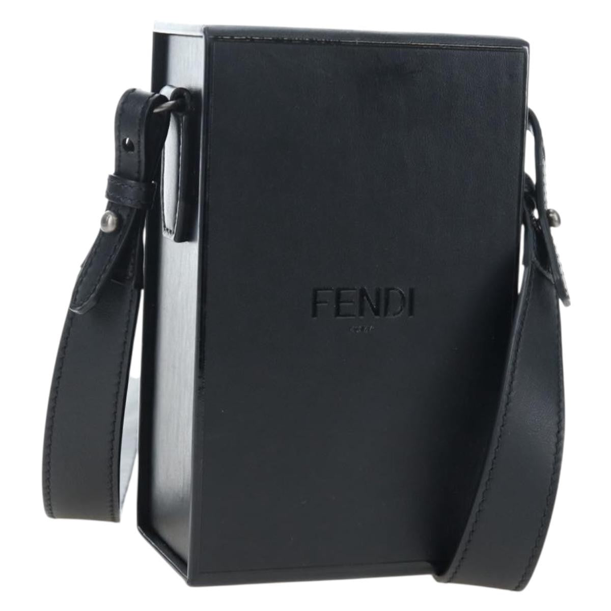 Fendi Logo Vertical Box Leather Black Leather Shoulder Bag Bag (Pre-Owned)