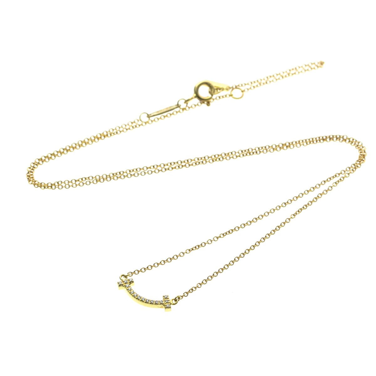 Tiffany & Co. T Smile Pendant 18K Yellow Gold With Diamonds Gold Yellow_Gold Necklace Jewelry (Pre-Owned)