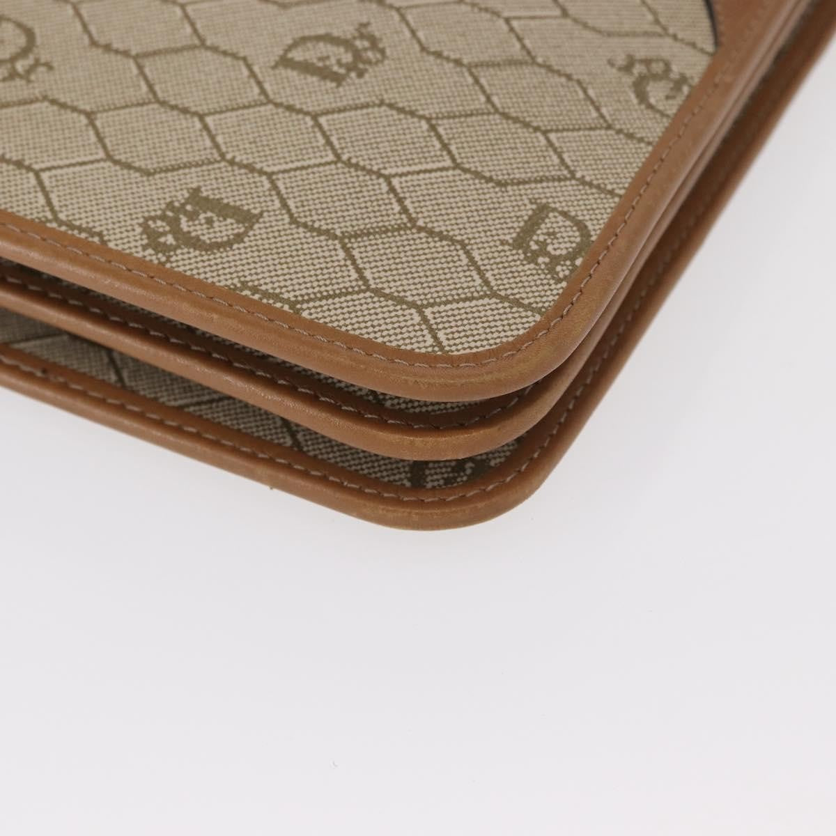 Christian Dior Vintage Honeycomb Zip Coated Canvas Beige Canvas Clutche & Pouche Bag (Pre-Owned)