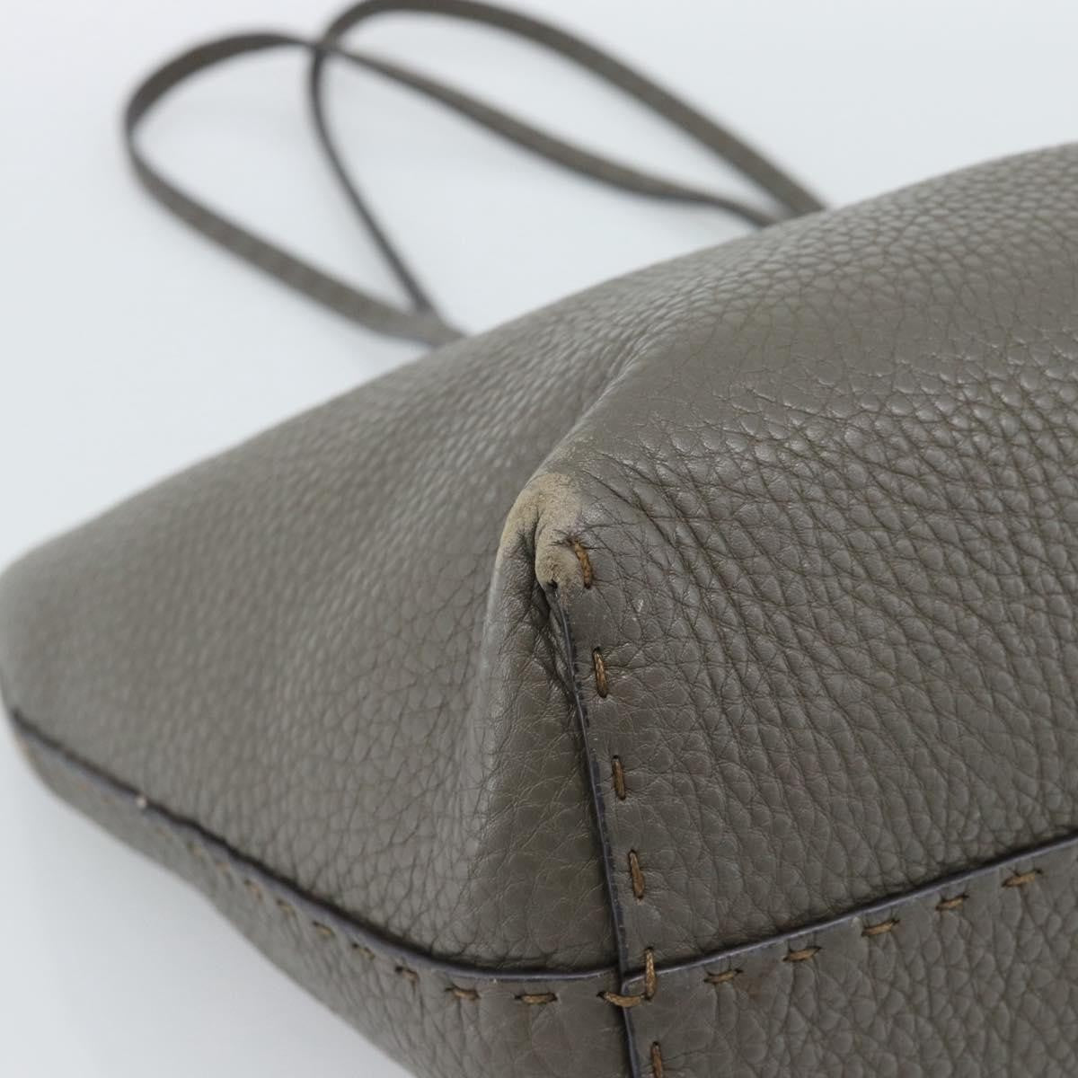 Fendi Selleria Carla Leather Gray Leather Tote Bag Bag (Pre-Owned)