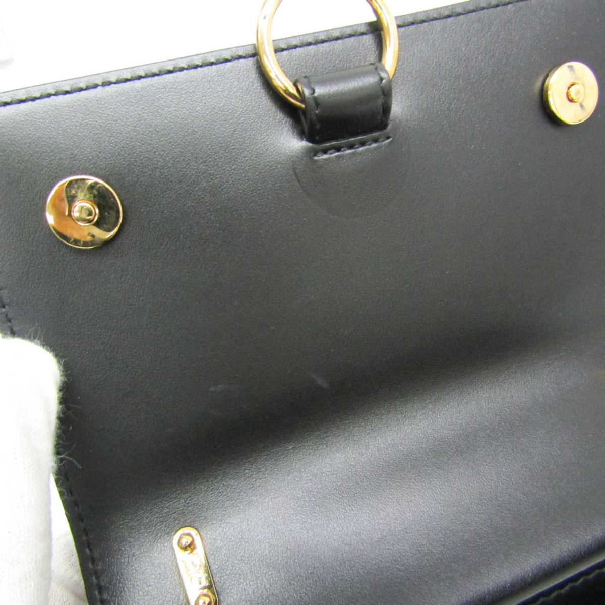 Dolce & Gabbana Dg Girls Flap Embellished Printed Elaphe Black Leather Handbag (Pre-Owned)