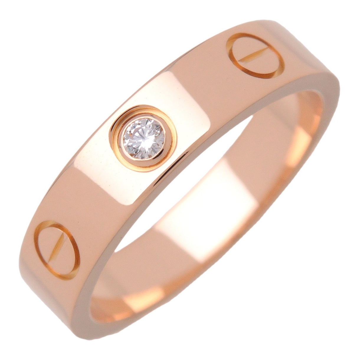 Cartier Love Wedding Band 1 Diamond 18K Rose Gold With Diamond Gold Rose_Gold Ring Jewelry (Pre-Owned)