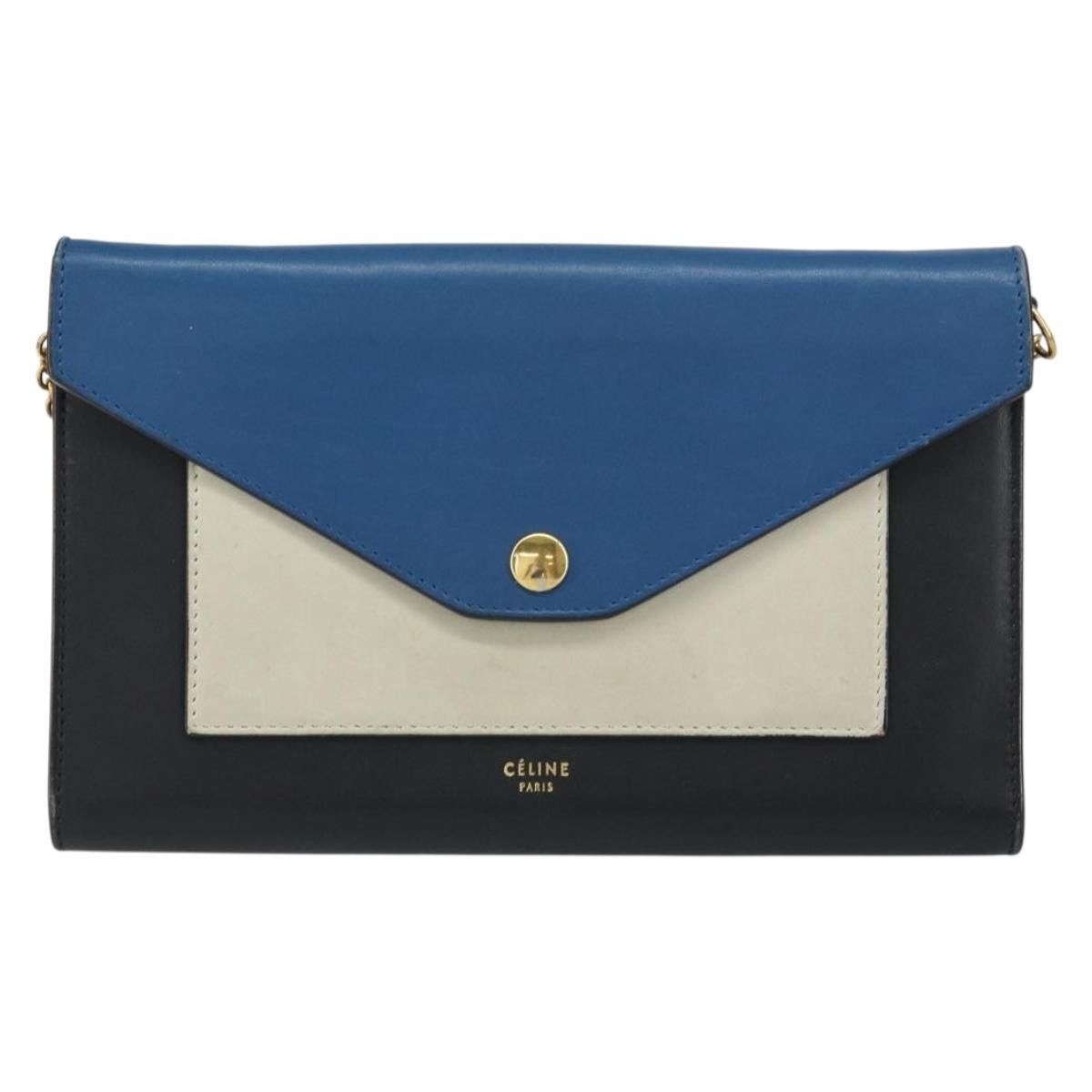 Celine Pocket Envelope Wallet On Chain Leather Multicolour Leather Clutche & Pouche Bag (Pre-Owned)