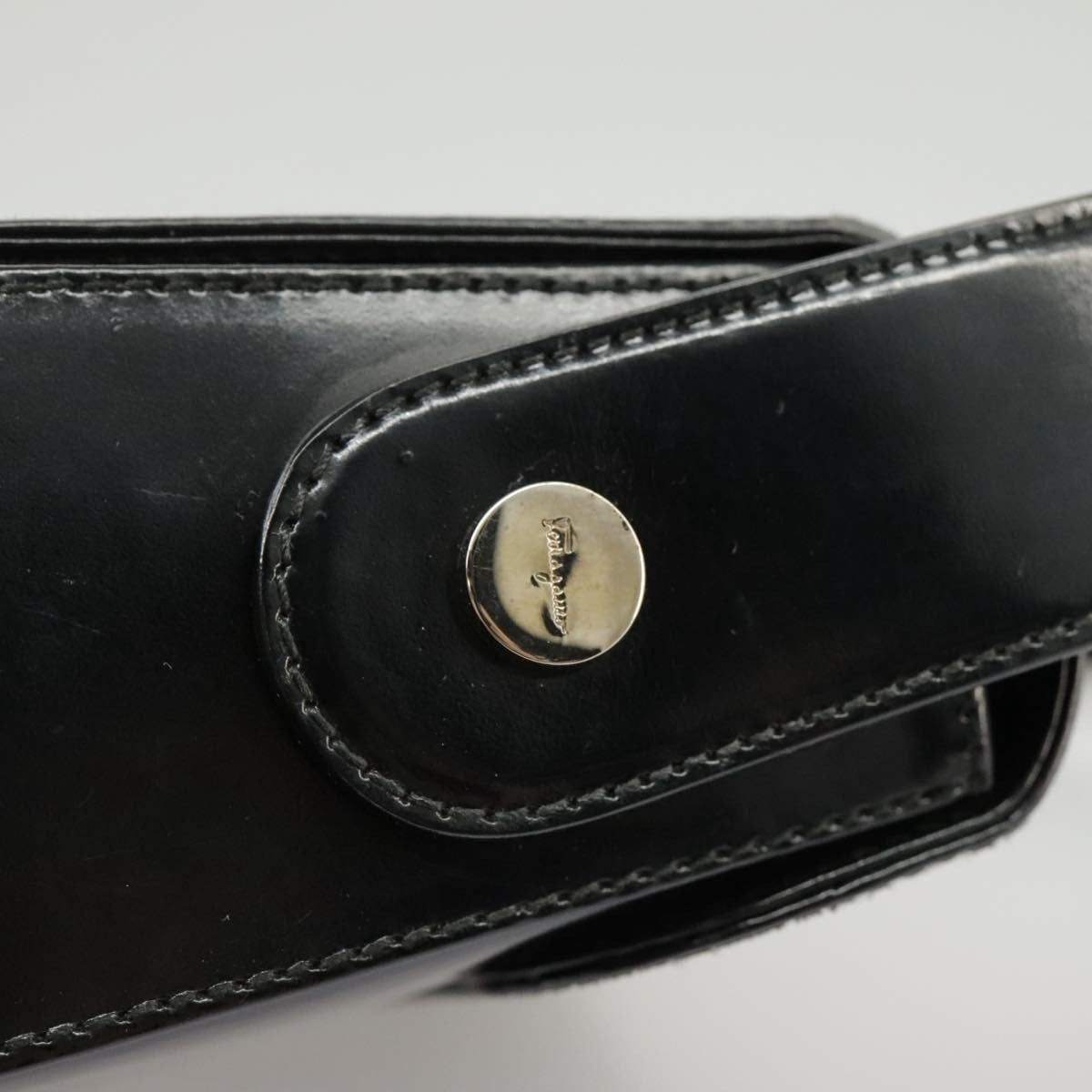 Salvatore Ferragamo Vintage Top Handle Leather Black Leather Handbag (Pre-Owned)