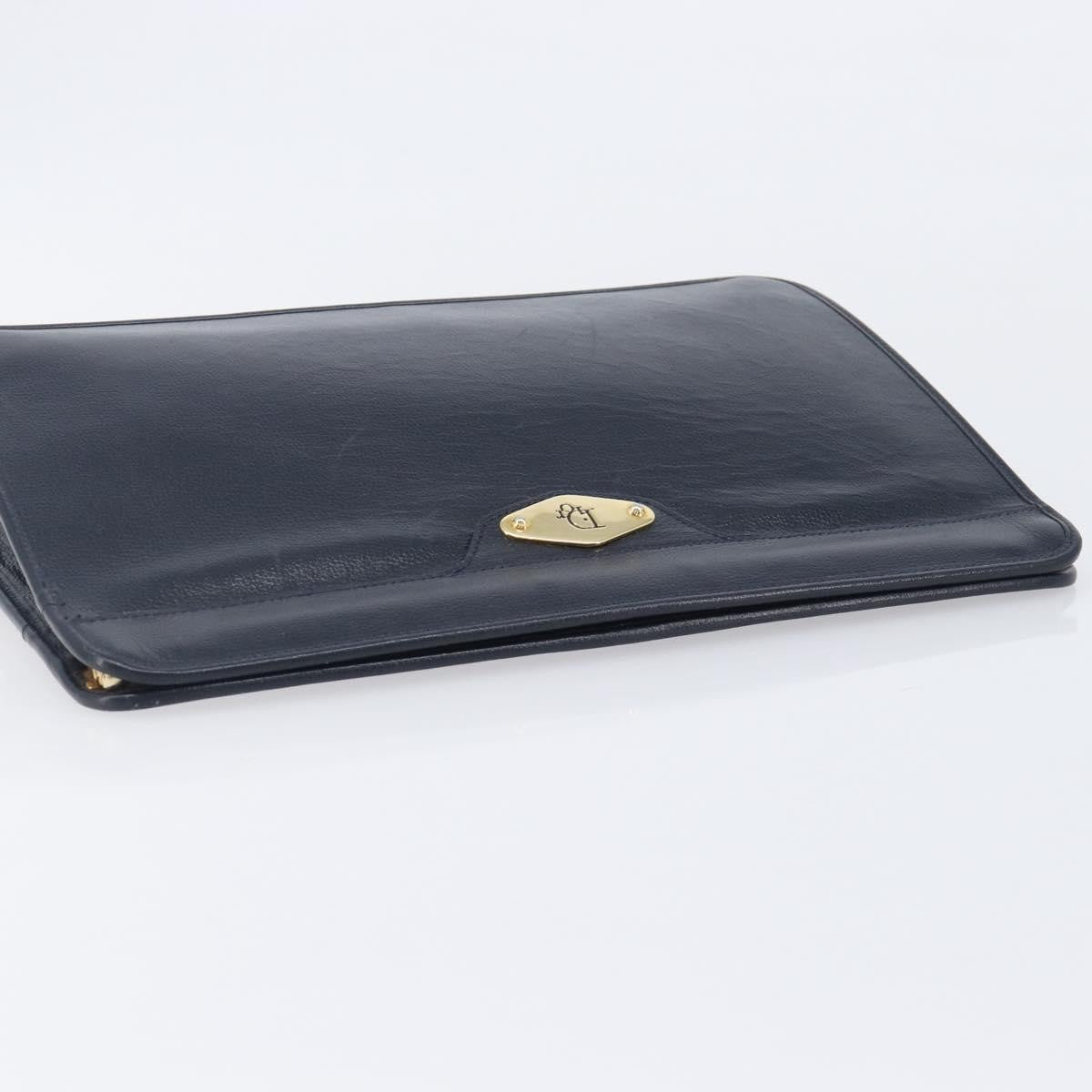 Christian Dior Homme Logo Clutch Leather Navy Leather Clutche & Pouche Bag (Pre-Owned)