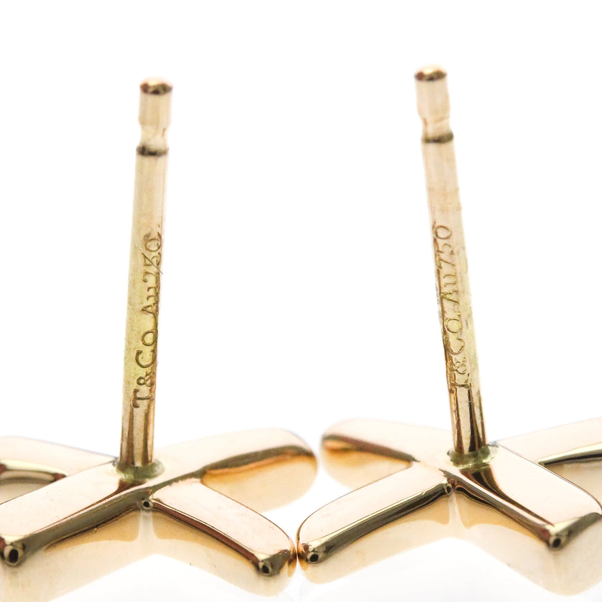Tiffany & Co. Paloma Picasso Graffiti X Stud 18K Yellow Gold Pink Pink_Gold Earrings Jewelry (Pre-Owned)