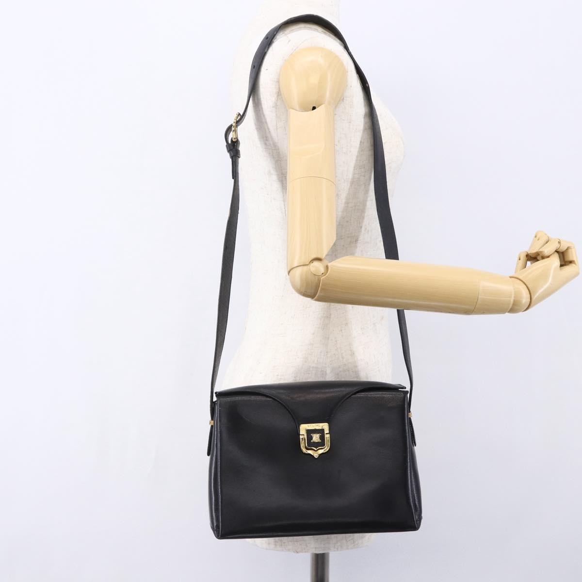 Celine Vintage Leather Black Leather Shoulder Bag Bag (Pre-Owned)