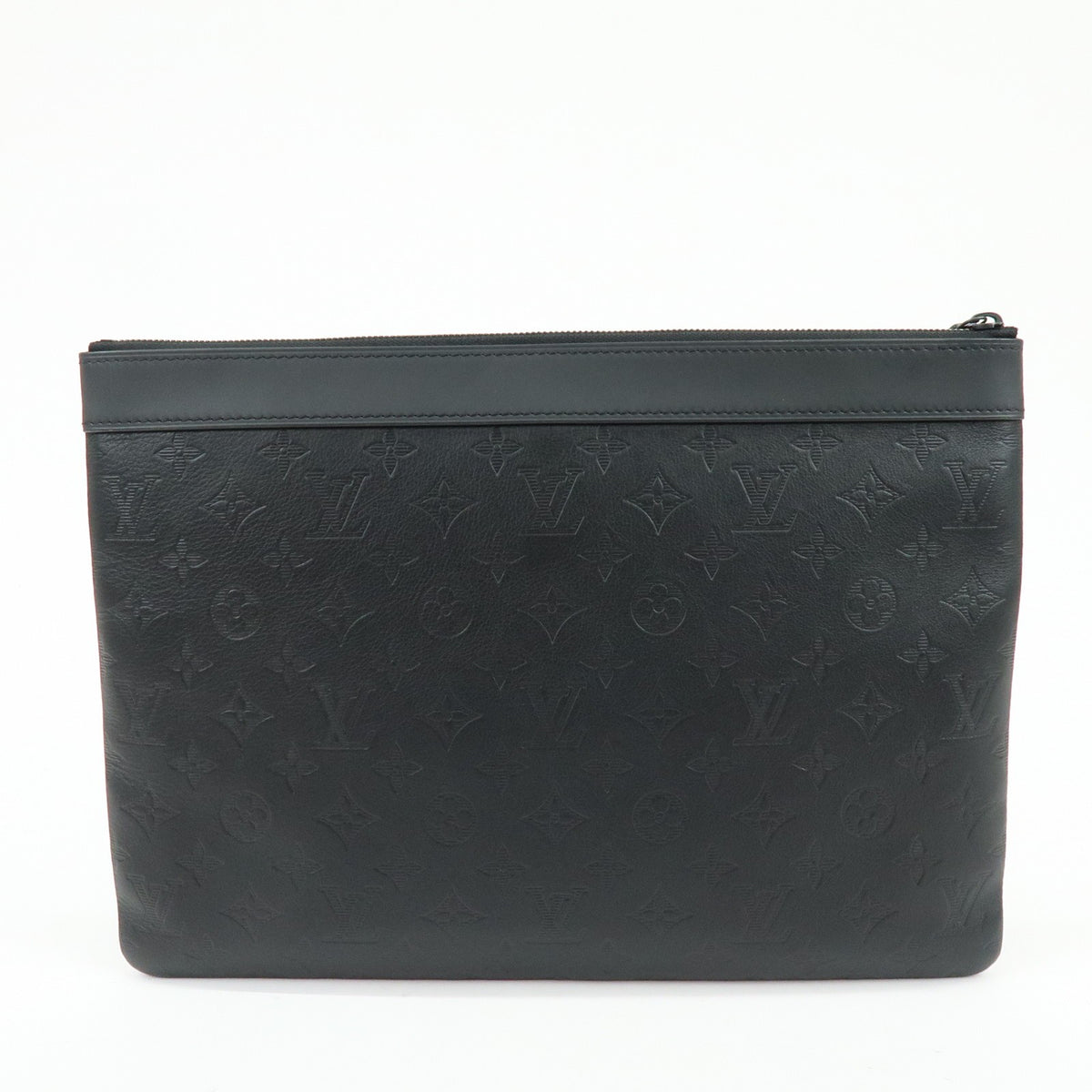 Louis Vuitton Discovery Pochette Monogram Shadow Leather Black Leather Clutche & Pouche Bag (Pre-Owned)
