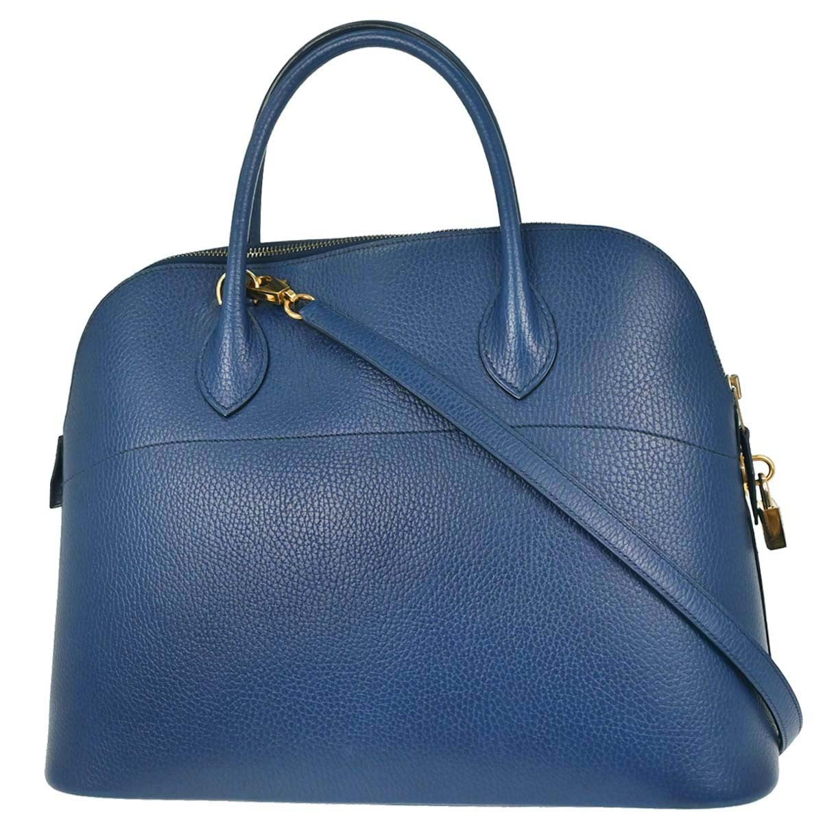 Hermes Bolide Ardenne Blue Leather Handbag (Pre-Owned)