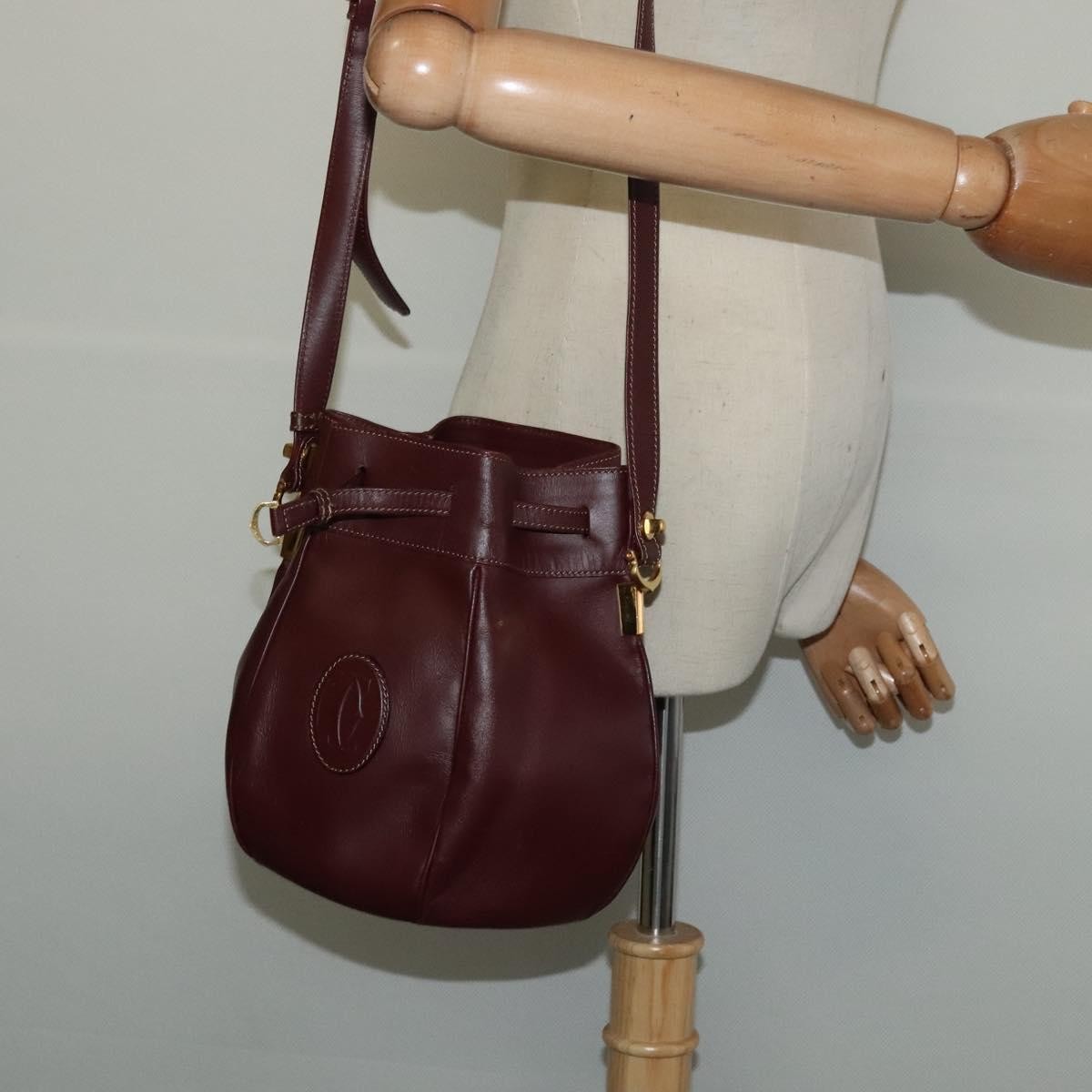 Cartier Must De Cartier Leather Burgundy Leather Shoulder Bag Bag (Pre-Owned)