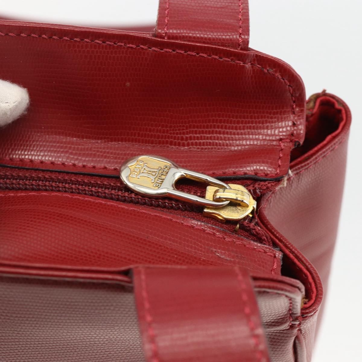 Celine Circle Logo Leather Burgundy Leather Tote Bag Bag (Pre-Owned)