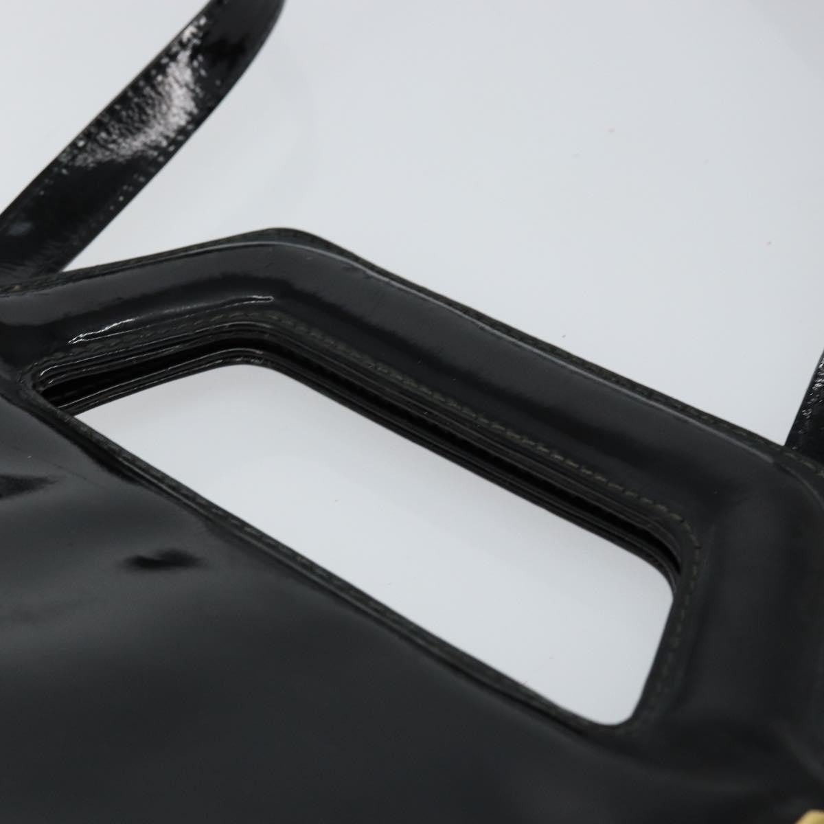 Salvatore Ferragamo Wanda Patent Leather Black Patent_Leather Handbag (Pre-Owned)