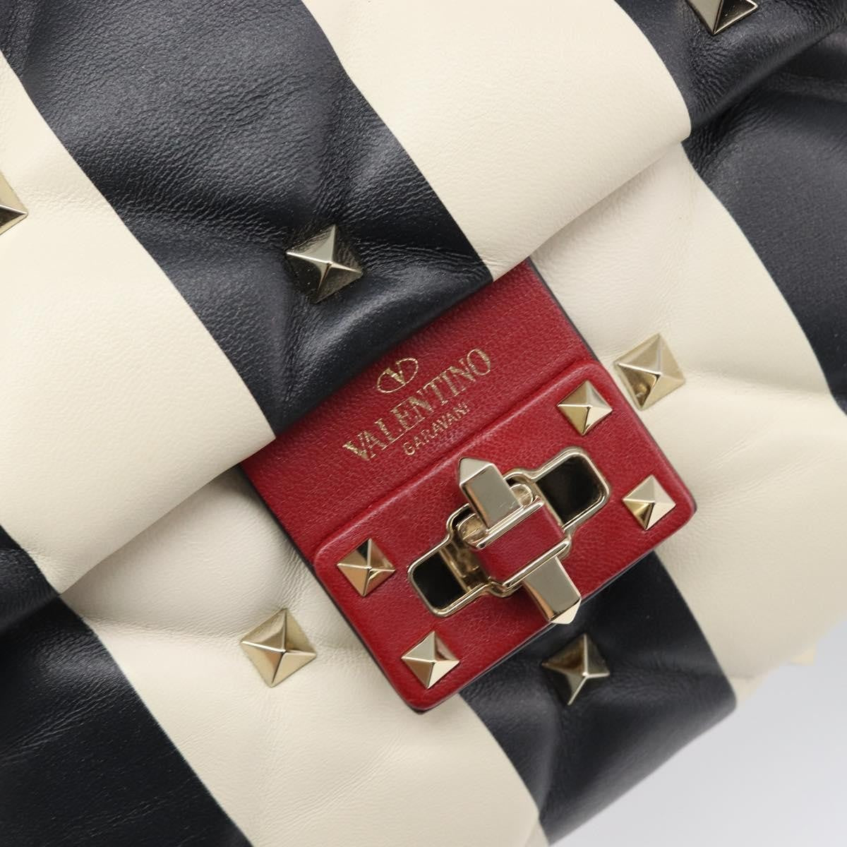 Valentino Garavani Candystud Top Handle Leather Red Leather Handbag (Pre-Owned)