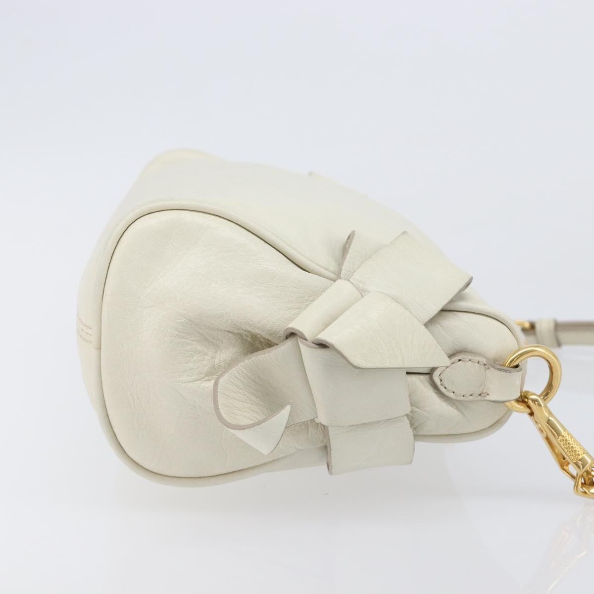Miu Miu Beau Top Handle Leather White Leather Handbag (Pre-Owned)