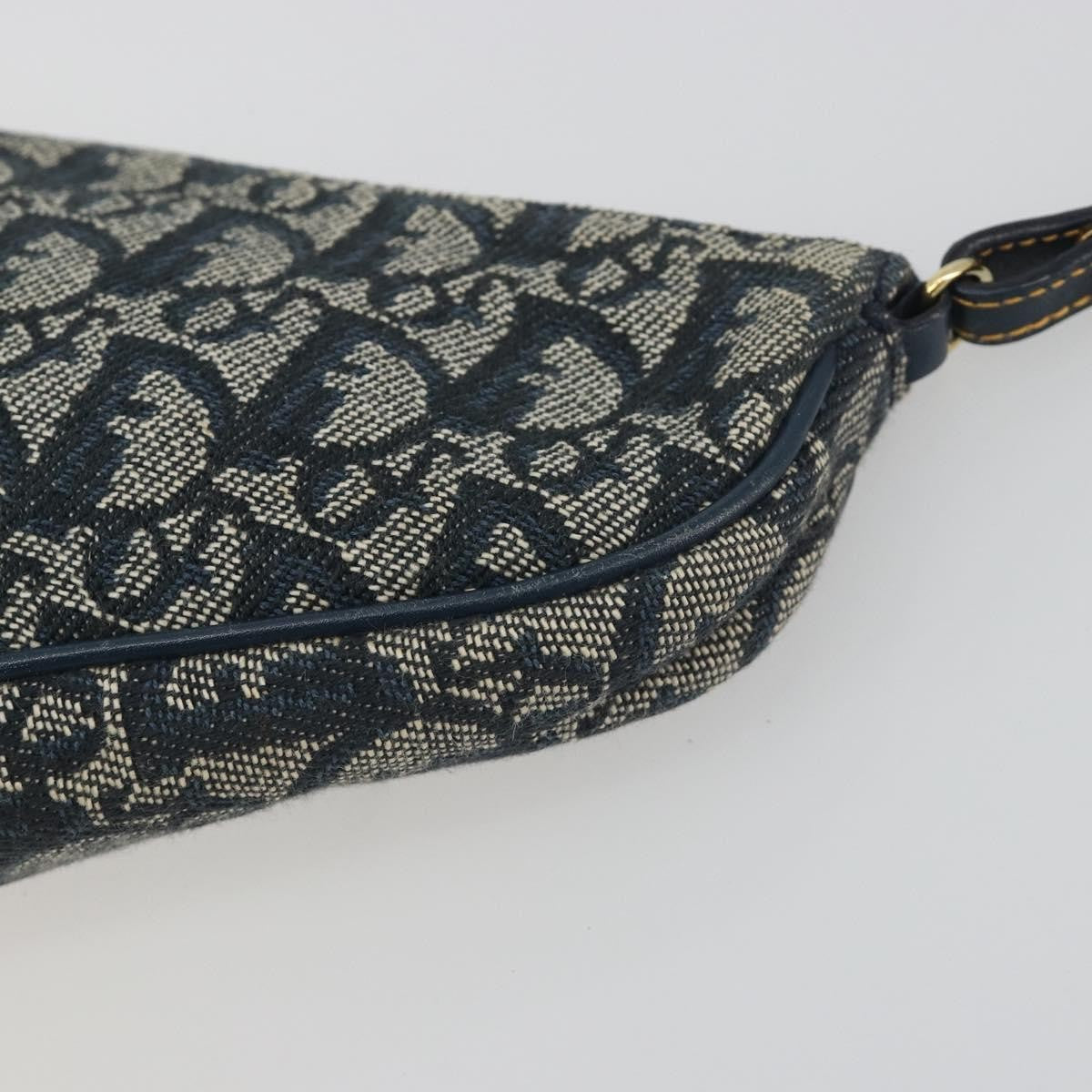 Christian Dior Vintage Saddle Bag Canvas Navy Canvas Clutche & Pouche Bag (Pre-Owned)