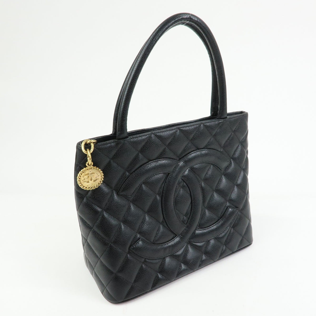 Chanel Medallion Quilted Caviar Black Crocodile_Skin Tote Bag Bag (Pre-Owned)