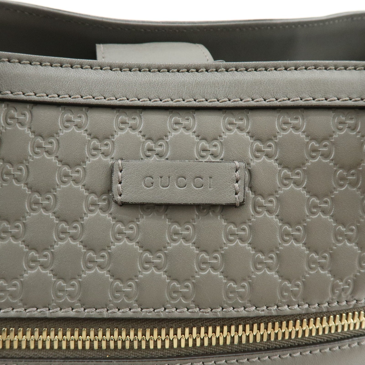 Gucci Zip Pocket Soft Microguccissima Leather Gray Leather Tote Bag Bag (Pre-Owned)