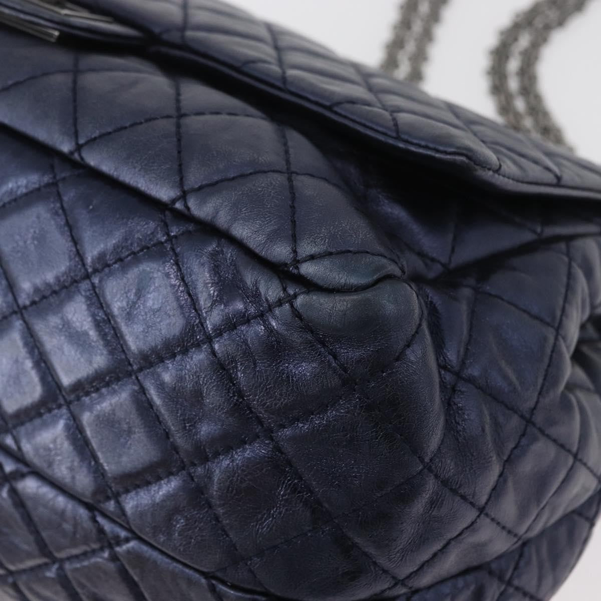 Chanel Accordion Reissue Flap Quilted Calfskin Blue Leather Shoulder Bag Bag (Pre-Owned)