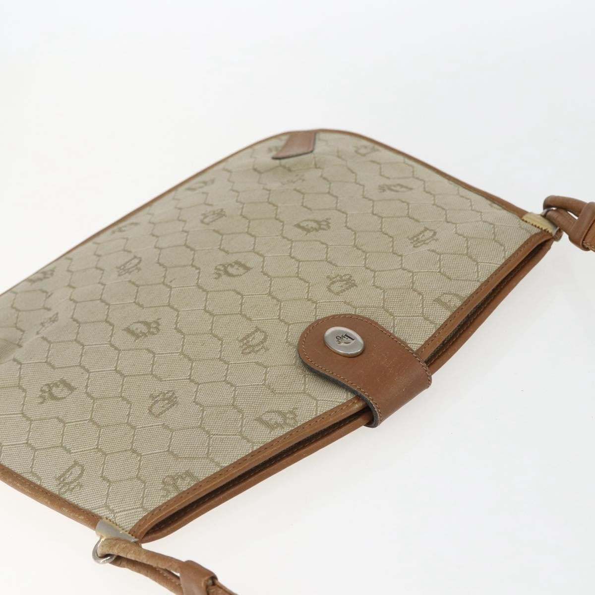 Christian Dior Vintage Honeycomb Canvas And Leather Beige Canvas Shoulder Bag Bag (Pre-Owned)