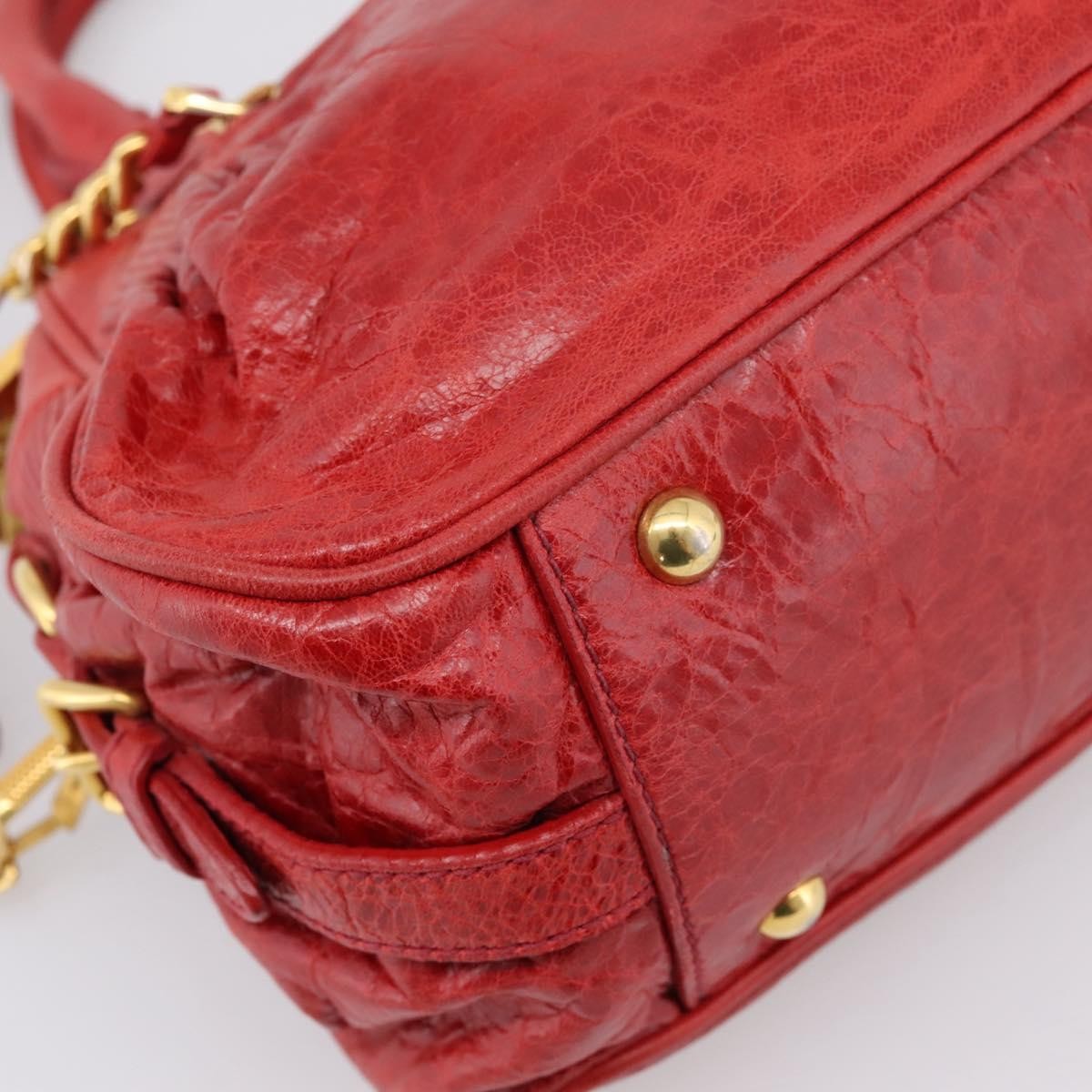 Miu Miu Coffer Convertible Satchel Matelasse Leather Red Leather Handbag (Pre-Owned)