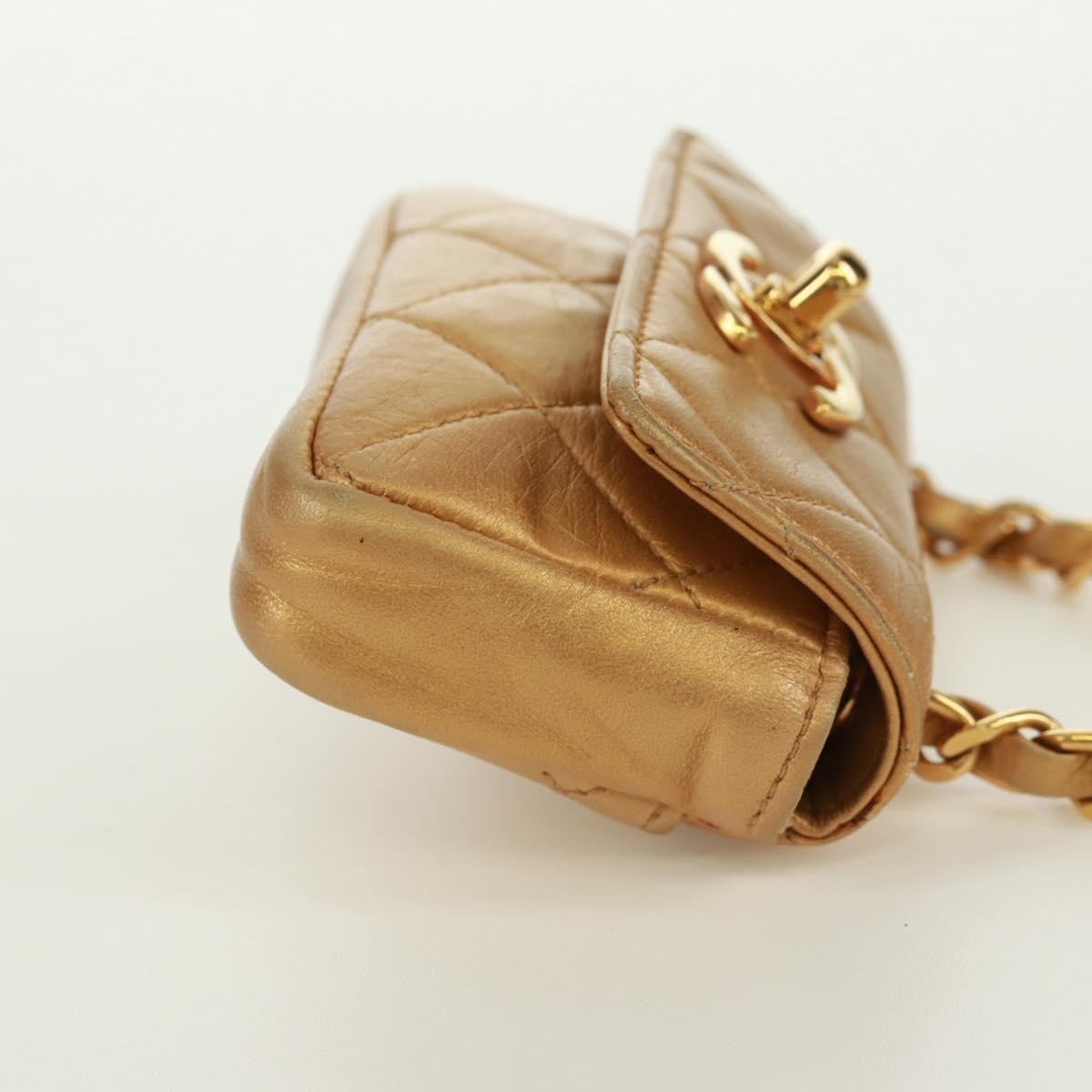 Chanel Classic Flap Charm Chain Belt Quilted Caviar Gold Leather Handbag (Pre-Owned)