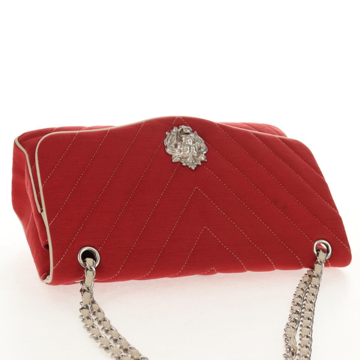Chanel Leo Lion Flap Chevron Jersey Red Cotton Shoulder Bag Bag (Pre-Owned)