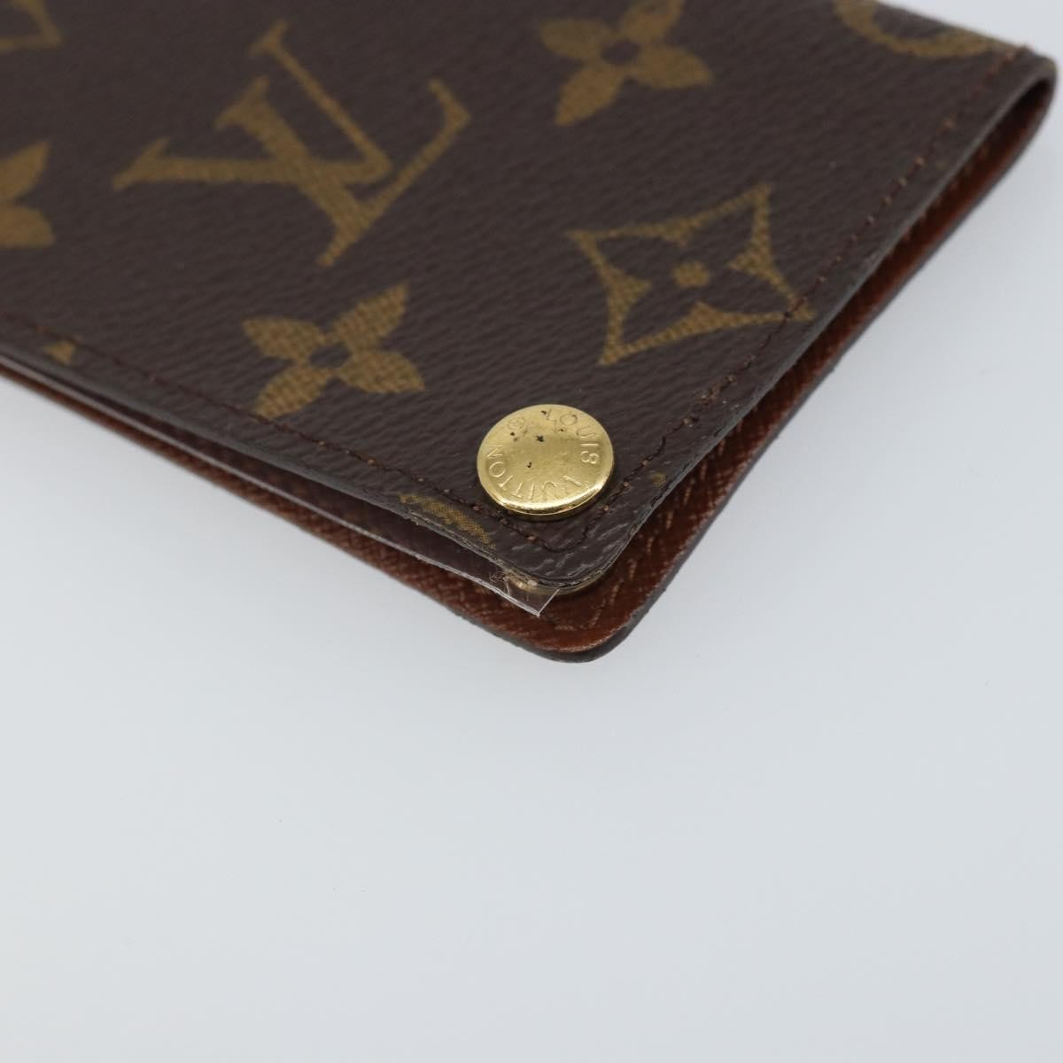 Louis Vuitton Porte Cartes Pression Card Case Monogram Canvas Brown Canvas Card Holders Accessory (Pre-Owned)