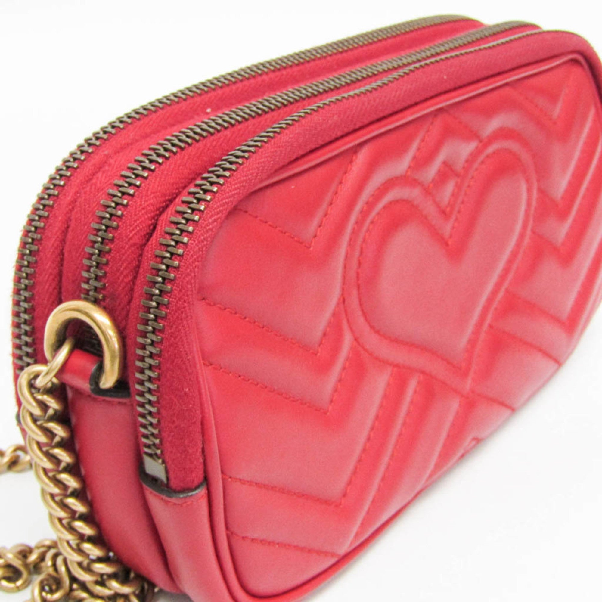 Gucci Gg Marmont Black Leather Red Leather Shoulder Bag Bag (Pre-Owned)