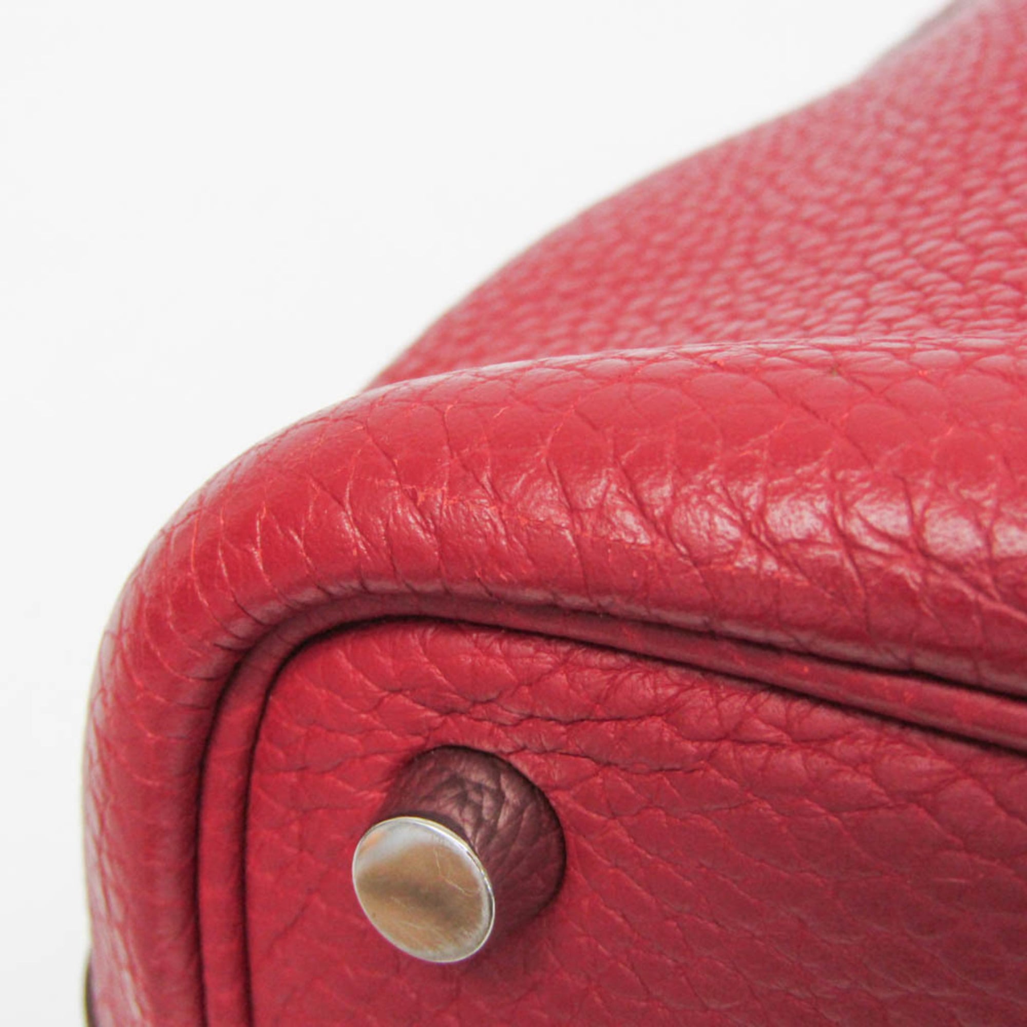 Hermes Picotin Clemence Red Leather Handbag (Pre-Owned)