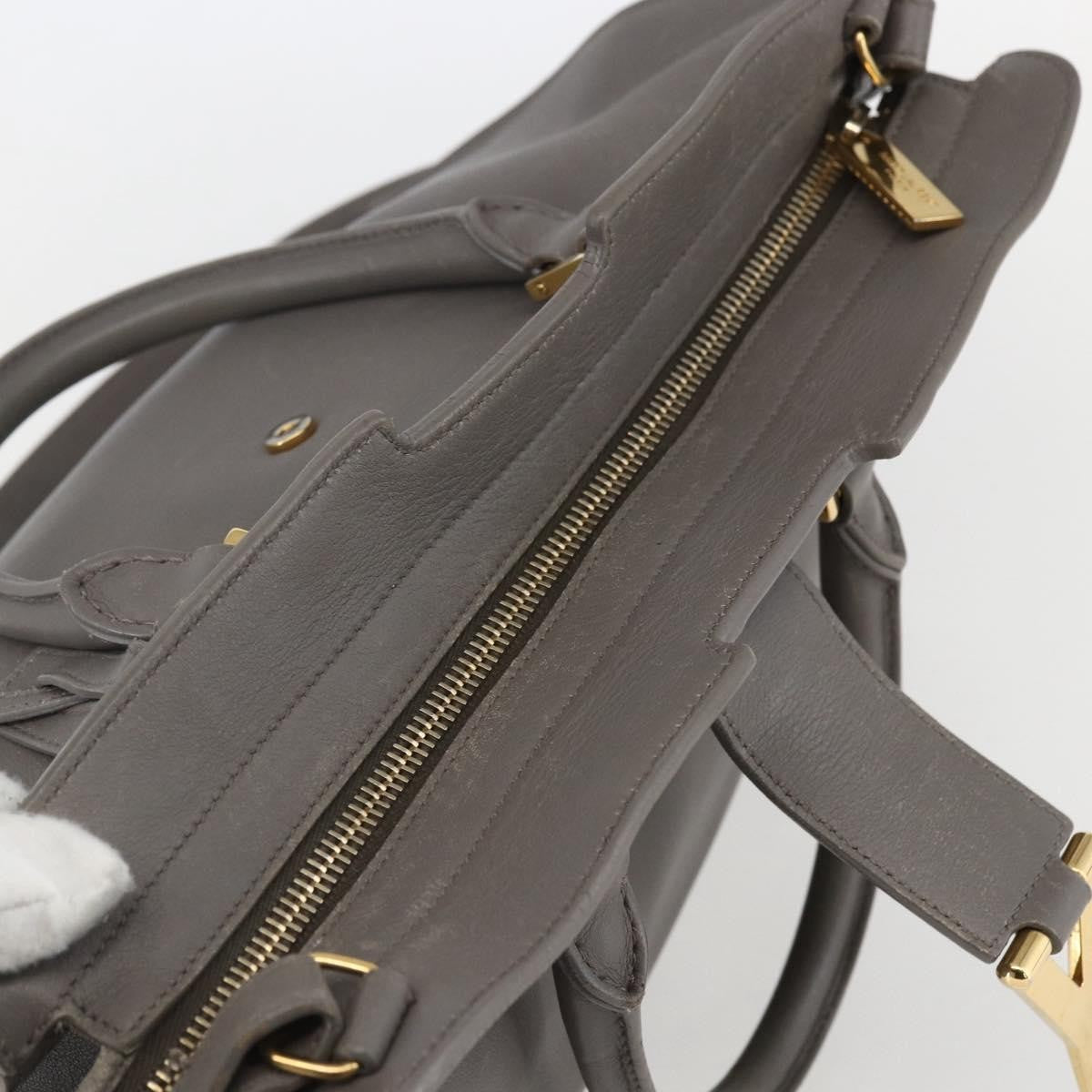 Saint Laurent Classic Y Cabas Leather Gray Leather Tote Bag Bag (Pre-Owned)